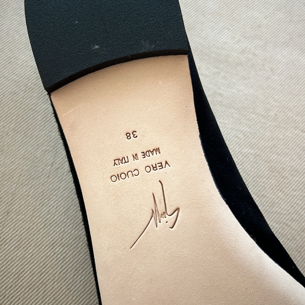 Giuseppe Zanotti Suede Pointed Toe Embellished Flats - Picture 3 of 11